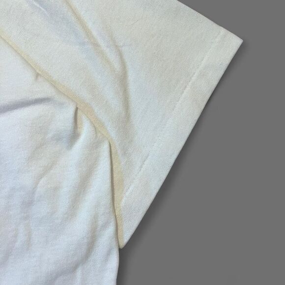 Vintage 80s Oneita Iron Man Navy Olympic White T Shirt Surfwear Sz L READ DESC - Picture 4 of 7